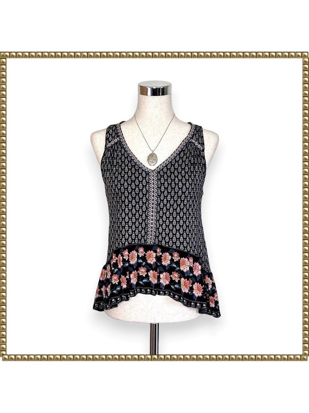 Patrons of Peace Black Embroidered Blouse Medium